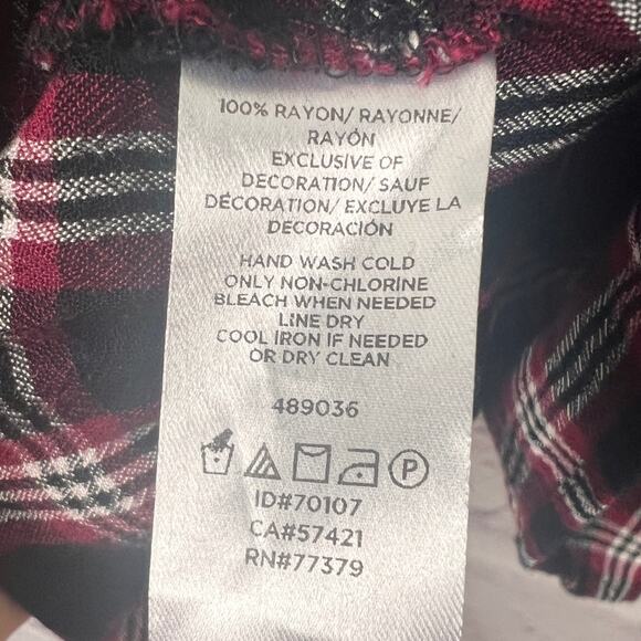 Loft Women M Cottagecore Academia Grunge 90s Preppy Plaid Peplum Tie Neck Blouse - Picture 8 of 11